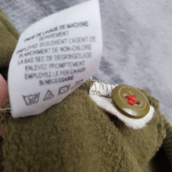 Free People vintage Henley Olive Green Hoodie with Yellow Floral details M - Picture 9 of 10